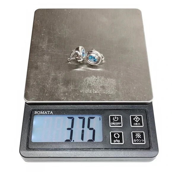 Blue Topaz Platinum Earrings - Picture 7 of 7